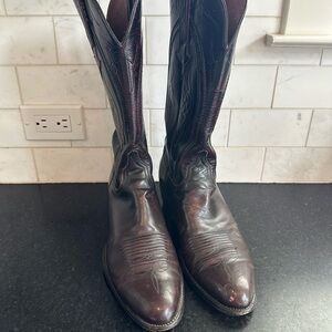 Men's Vintage Western Lucchese Leather Boots Cherry Sz 11